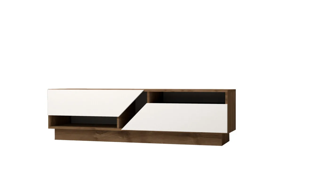 Tv-Meubel Koza Melamine Walnoot Wit