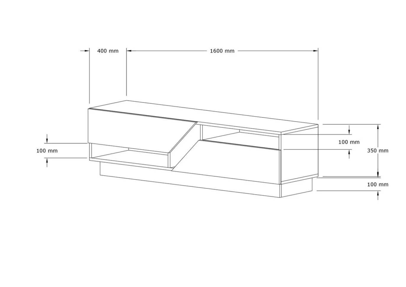 Tv-Meubel Koza Melamine Walnoot Wit