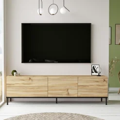 Tv-Meubel Laval Melamine Eiken Zwart 170cm