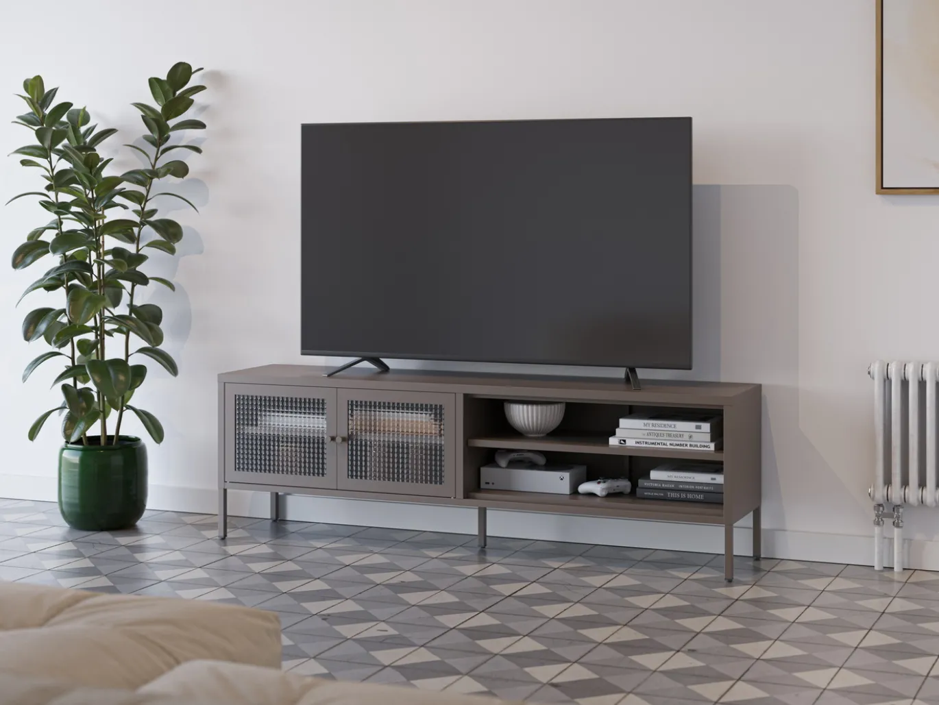 Tv-meubel Layna 2d2v 160cm Mokka Glas - Giga Meubel
