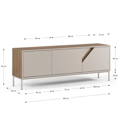 Tv-meubel Lilou 3d 150cm Naturel/crème - Giga Meubel