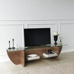 Tv-meubel Lily Glas/Walnoot 158cm