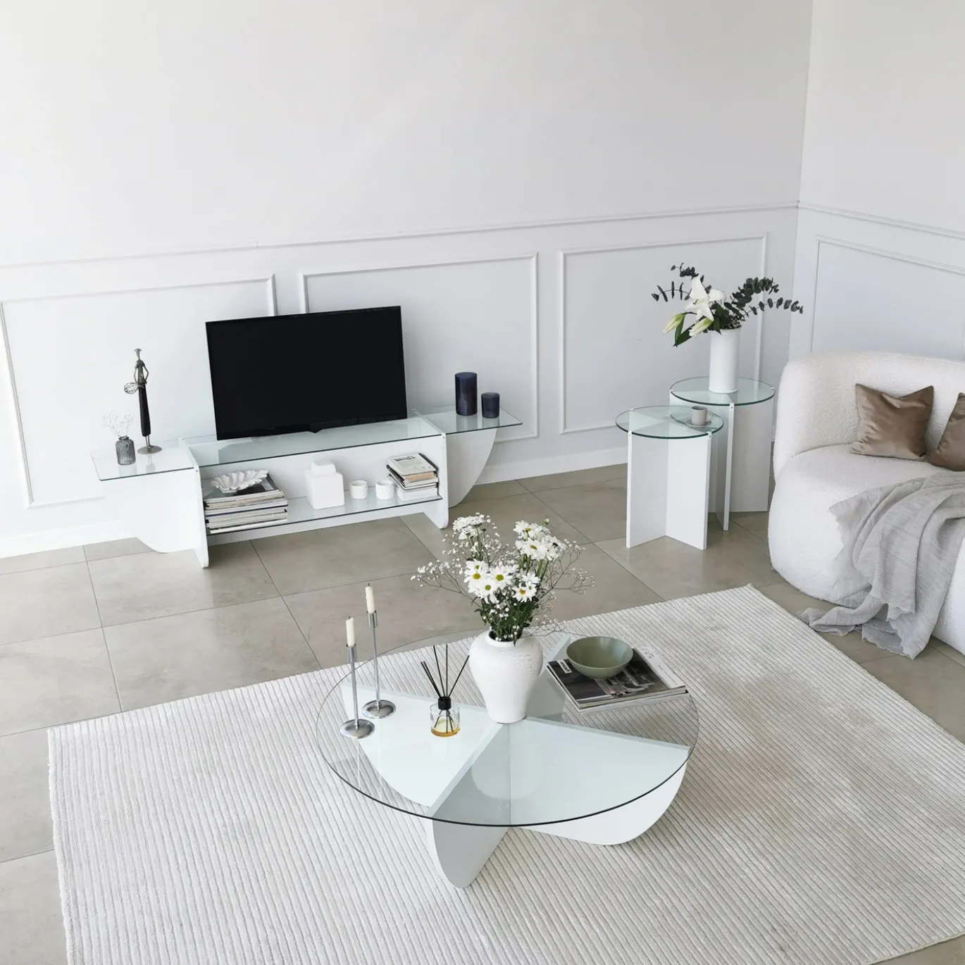 Tv-meubel Lily Glas/Wit 158cm