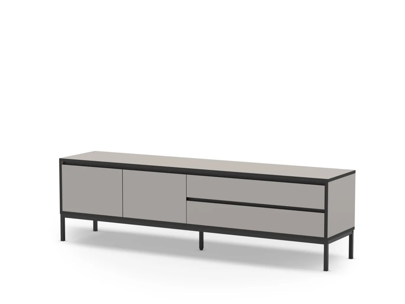 Tv-meubel Lorenza 2d2L 180cm Crème/zwart met Metaal - Giga Meubel