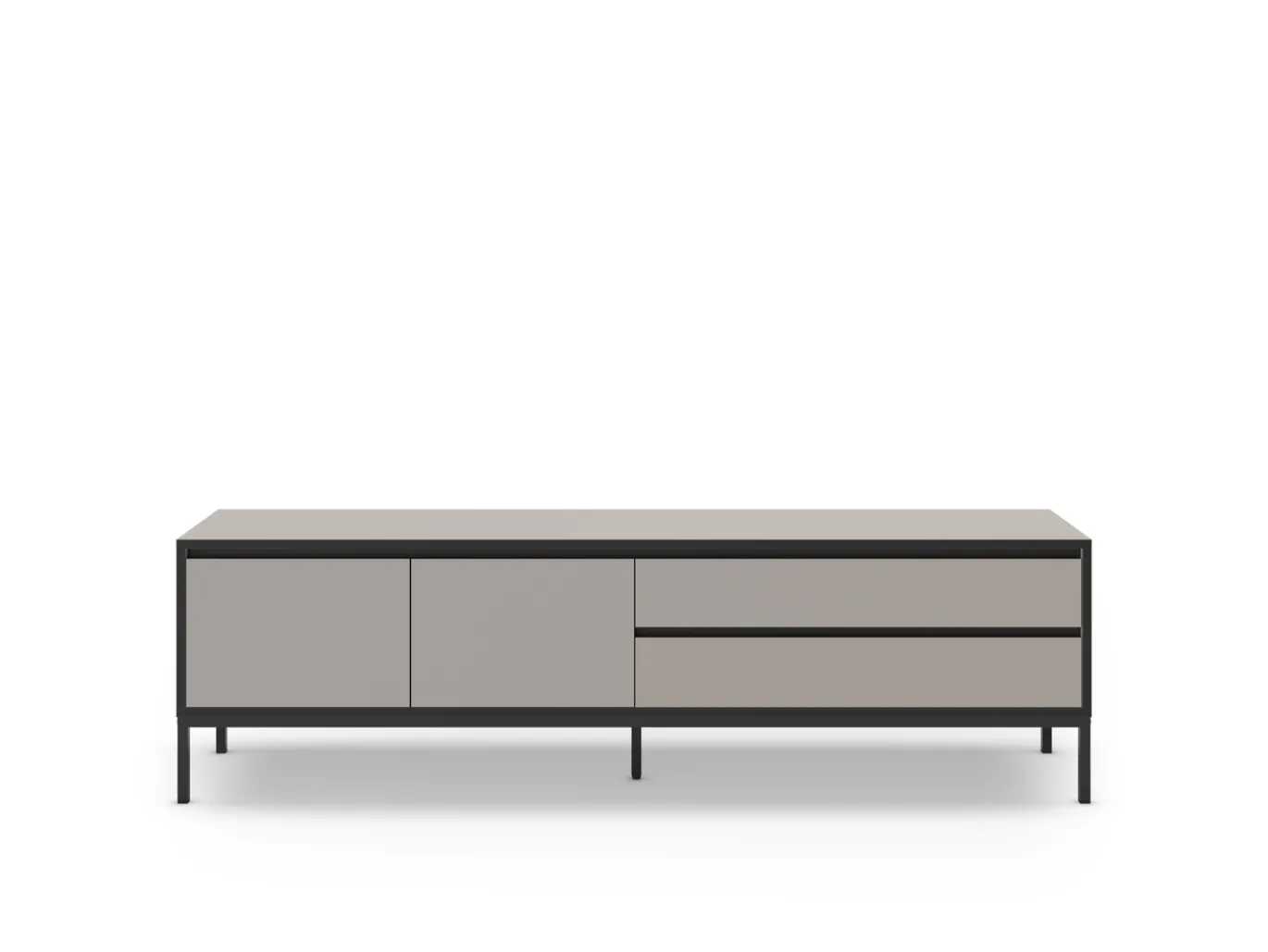 Tv-meubel Lorenza 2d2L 180cm Crème/zwart met Metaal - Giga Meubel