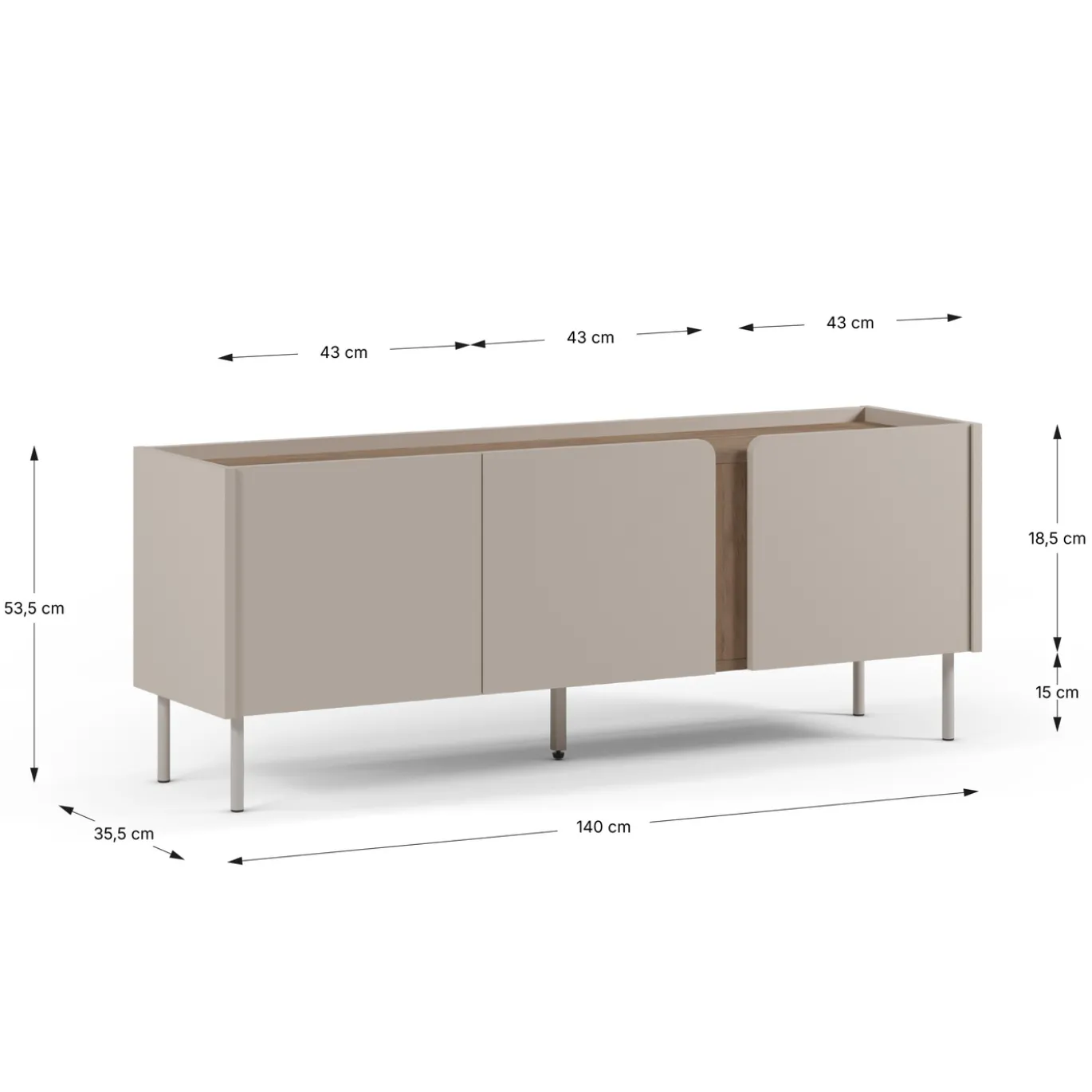 Tv-meubel Lucile 3d 140cm Crème/Naturel - Giga Meubel