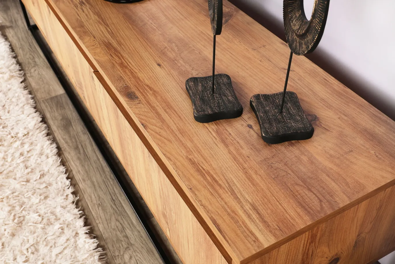 Tv-Meubel Lupin Melamine Walnoot Zwart 140cm