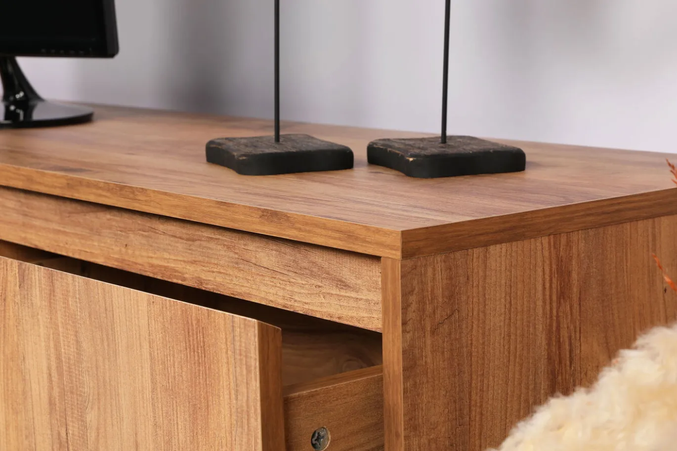 Tv-Meubel Lupin Melamine Walnoot Zwart 140cm