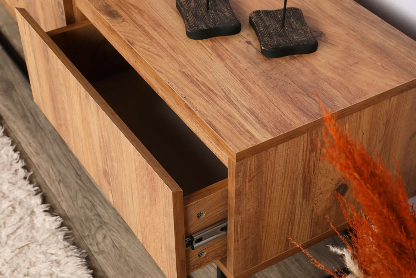 Tv-Meubel Lupin Melamine Walnoot Zwart 140cm