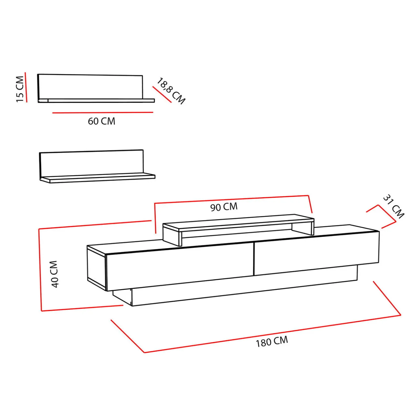 Tv-Meubel Lusi Melamine Wit Cordoba