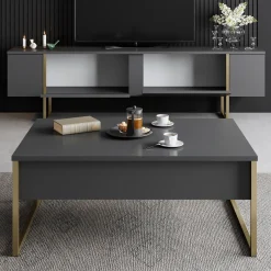 Tv-meubel Luxe Antraciet/Goud 180cm