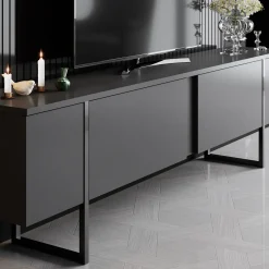 Tv-Meubel Luxe Melamine Antraciet Zwart