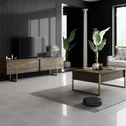 Tv-meubel Luxe Walnoot/Goud 180cm