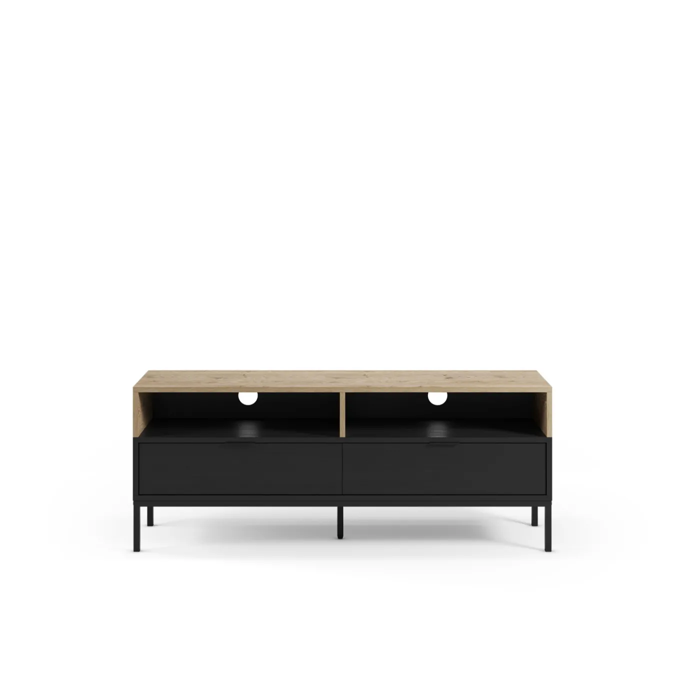 Tv-meubel Marion 2L2v 140cm Eiken/zwart met Metaal - Giga Meubel