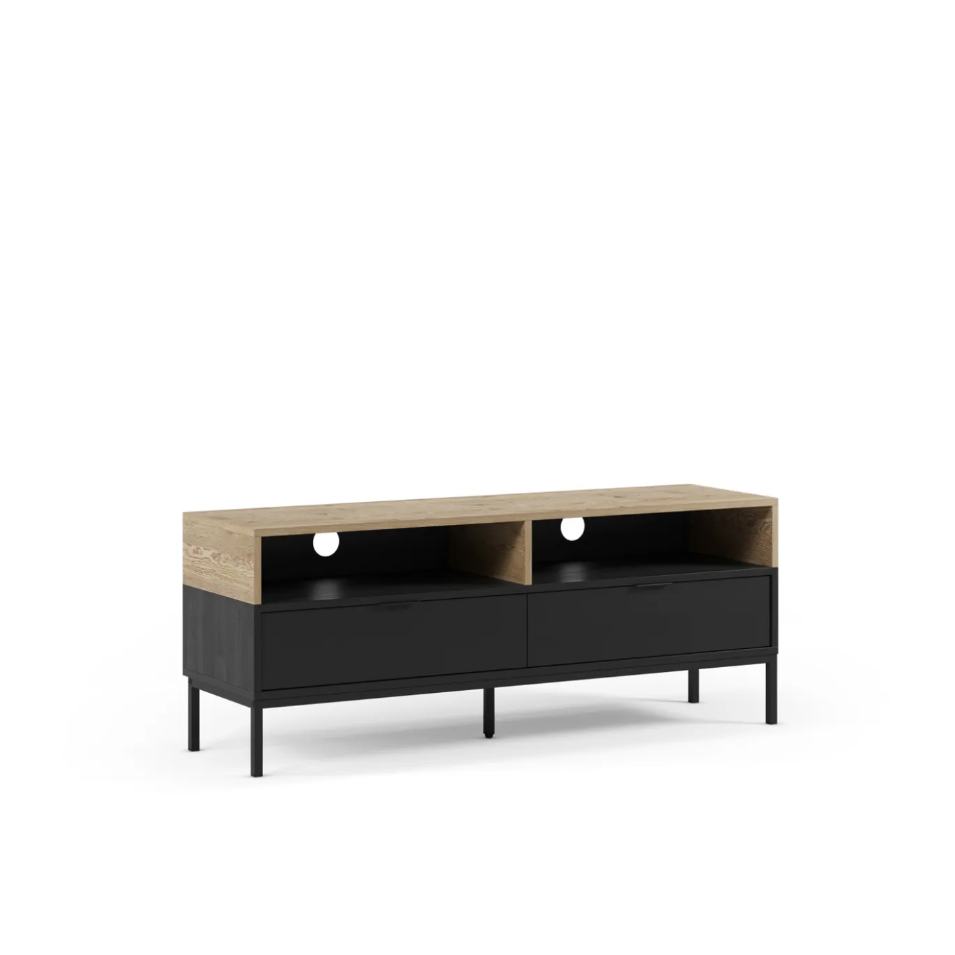 Tv-meubel Marion 2L2v 140cm Eiken/zwart met Metaal - Giga Meubel