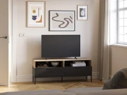 Tv-meubel Marion 2L2v 140cm Eiken/zwart met Metaal - Giga Meubel
