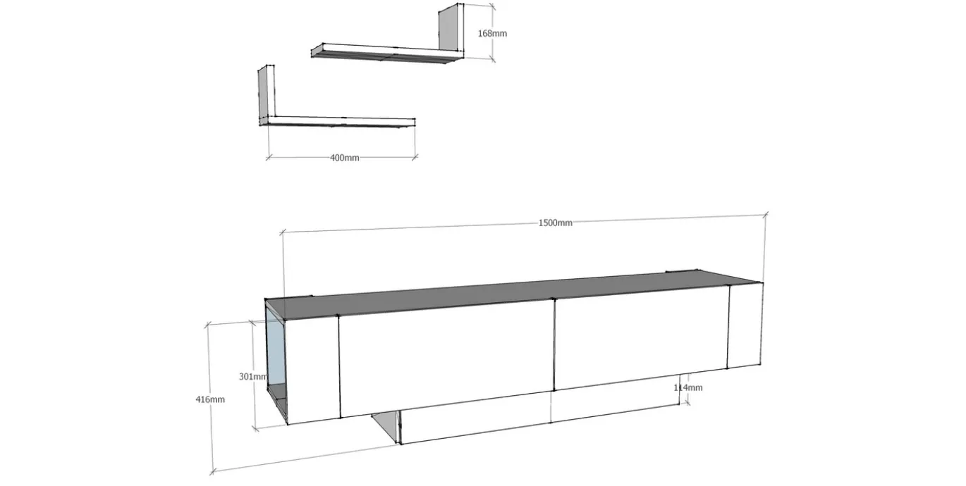 Tv-meubel Matera Walnoot/Wit met Wandplanken
