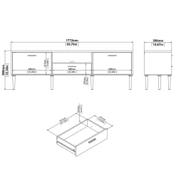 Tv-meubel Media Mat Zwart 177cm - Giga Living