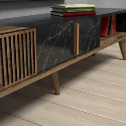 Tv-Meubel Milan Melamine Walnoot Zwart