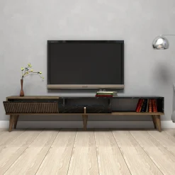 Tv-Meubel Milan Melamine Walnoot Zwart