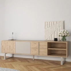 Tv-meubel Millay 2d2L2v 180cm Eiken/grijs - Giga Meubel