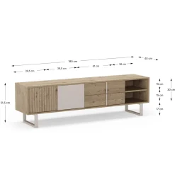 Tv-meubel Millay 2d2L2v 180cm Eiken/grijs - Giga Meubel