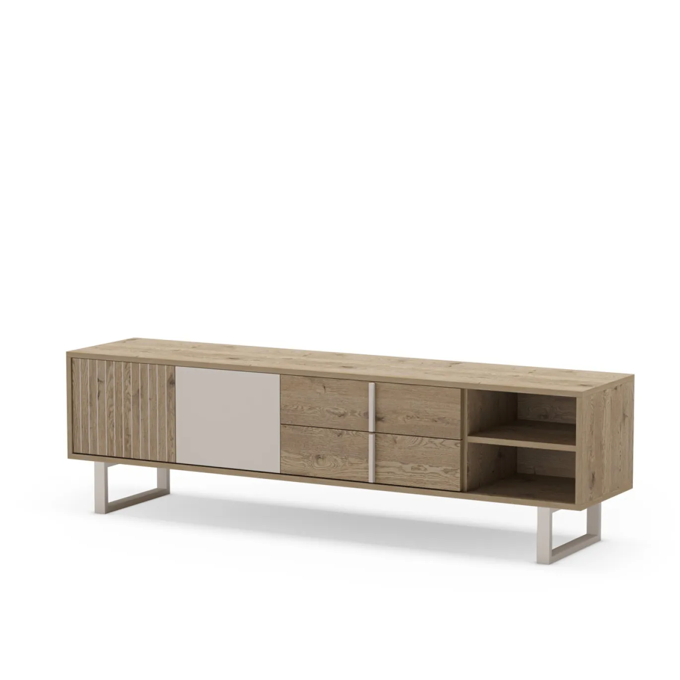 Tv-meubel Millay 2d2L2v 180cm Eiken/grijs - Giga Meubel