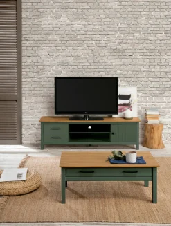 Tv-meubel Miranda 1d2v2L Groen Wax - Giga Meubel