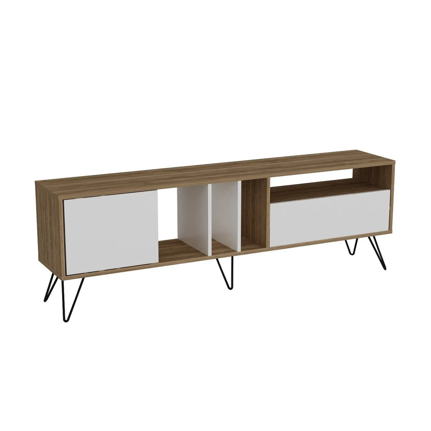 Tv-Meubel Mistico Melamine Walnoot Zwart Wit