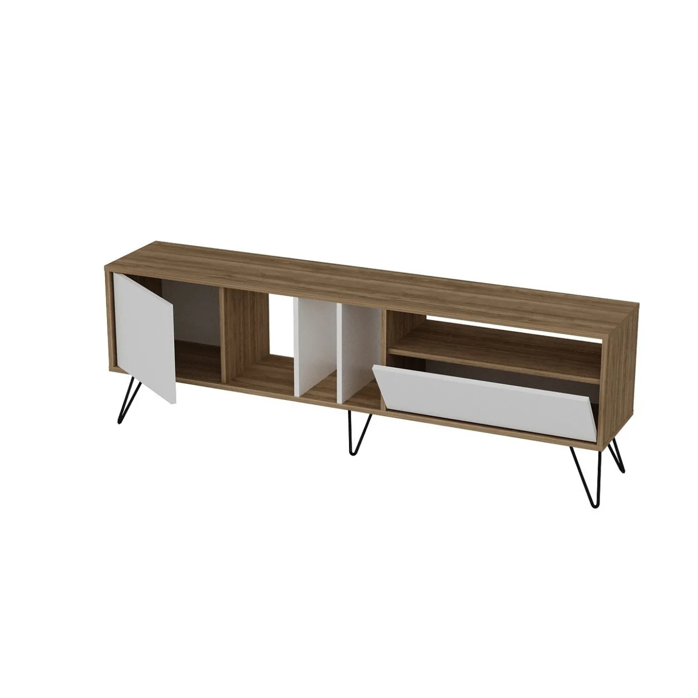Tv-Meubel Mistico Melamine Walnoot Zwart Wit