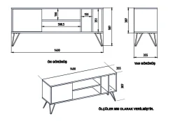 Tv-Meubel Mistico Melamine Walnoot Zwart 140cm
