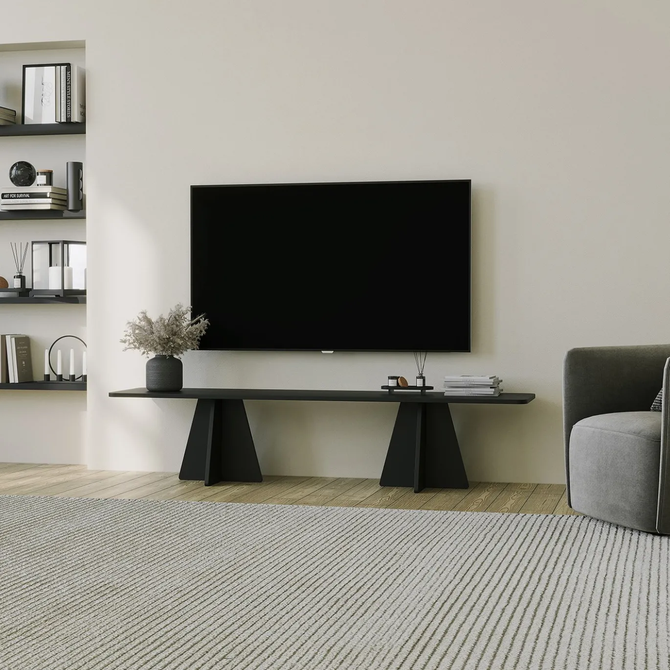 Tv-meubel Mushroom Zwart 180cm