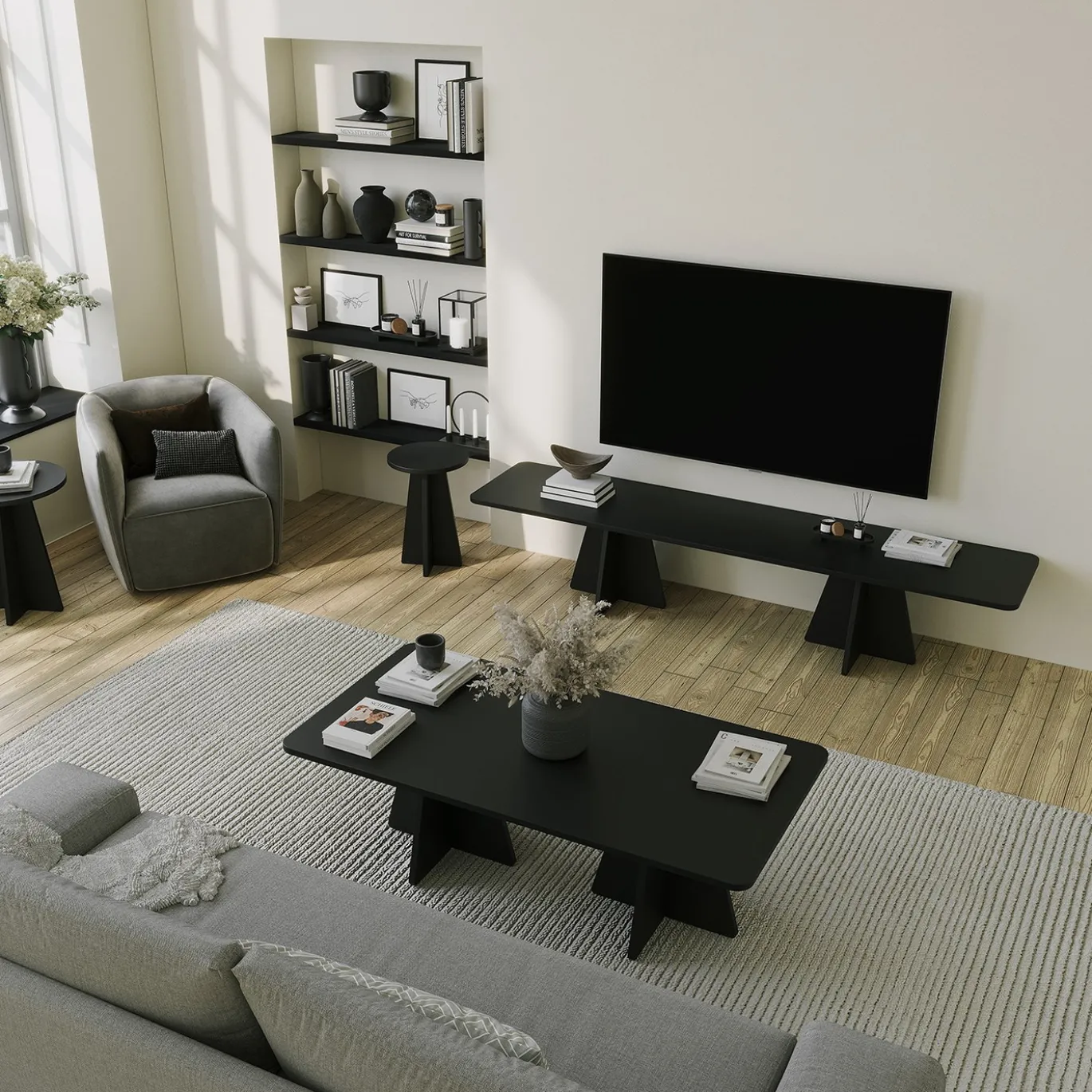 Tv-meubel Mushroom Zwart 180cm