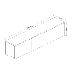 Tv-Meubel Neon Melamine Wit Eiken