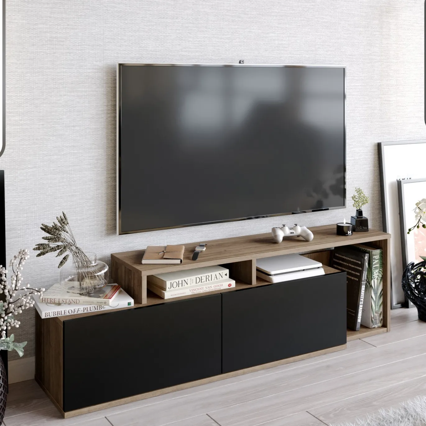 Tv-meubel Nexera Walnoot/Zwart 150cm
