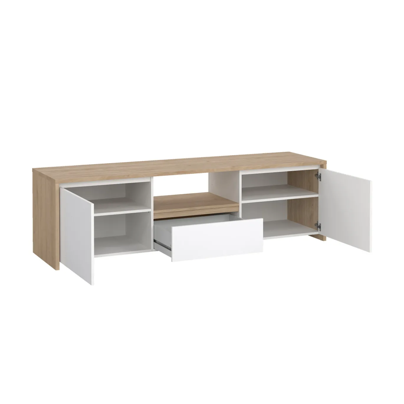 Tv-meubel Next Jackson Hickory Wit Hoogglans - Giga Living