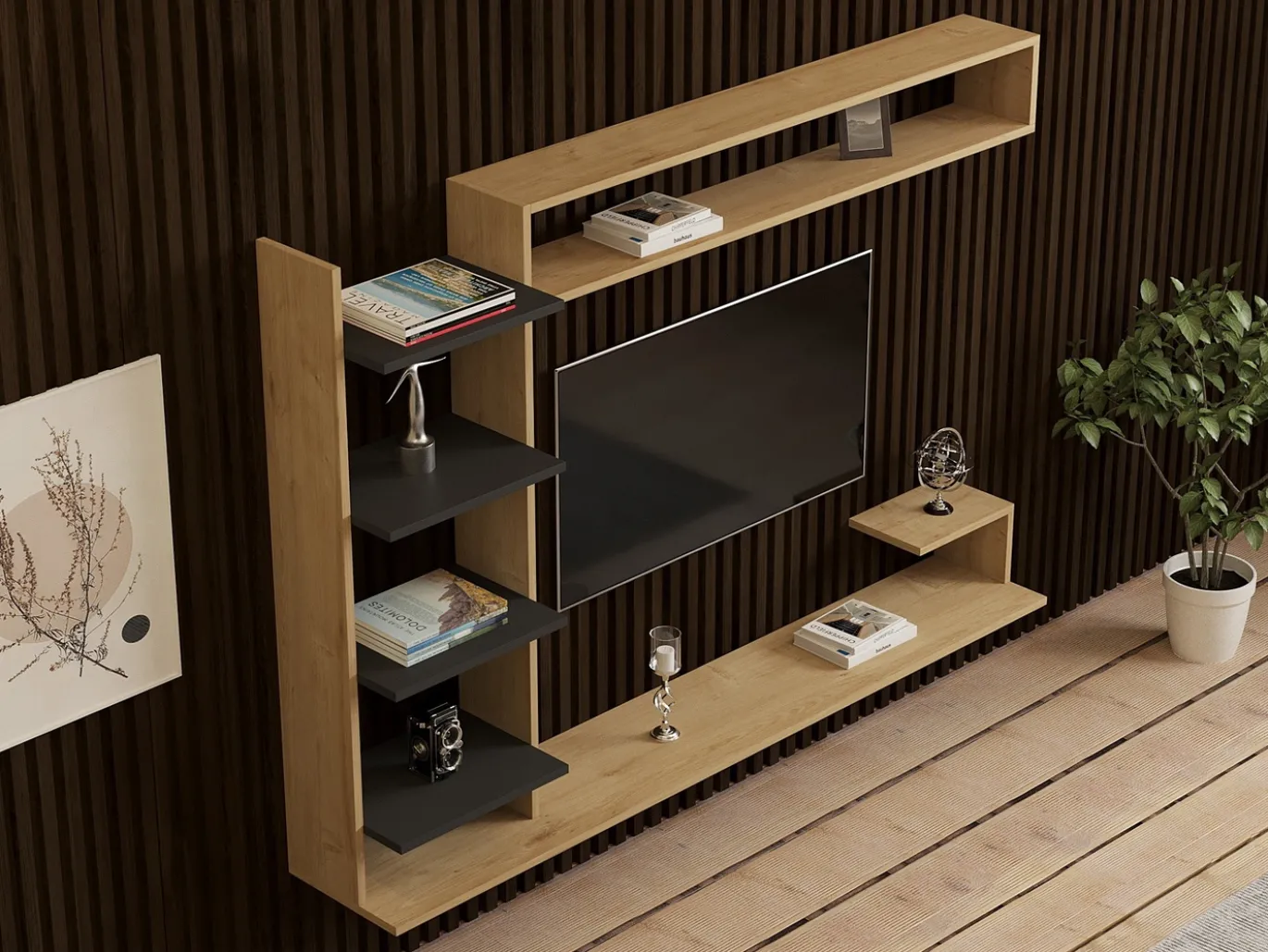 Tv-meubel Noble Naturel/Antraciet 180cm