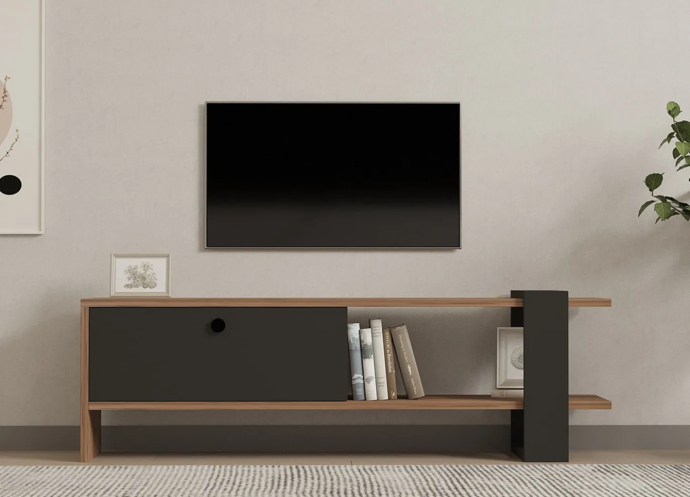 Tv-meubel Ova Antraciet/Bruin 120cm