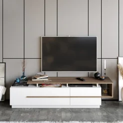 Tv-Meubel Pia Melamine Walnoot Wit