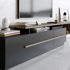 Tv-Meubel Pia Melamine Zwart Walnoot