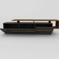 Tv-Meubel Pia Melamine Zwart Walnoot