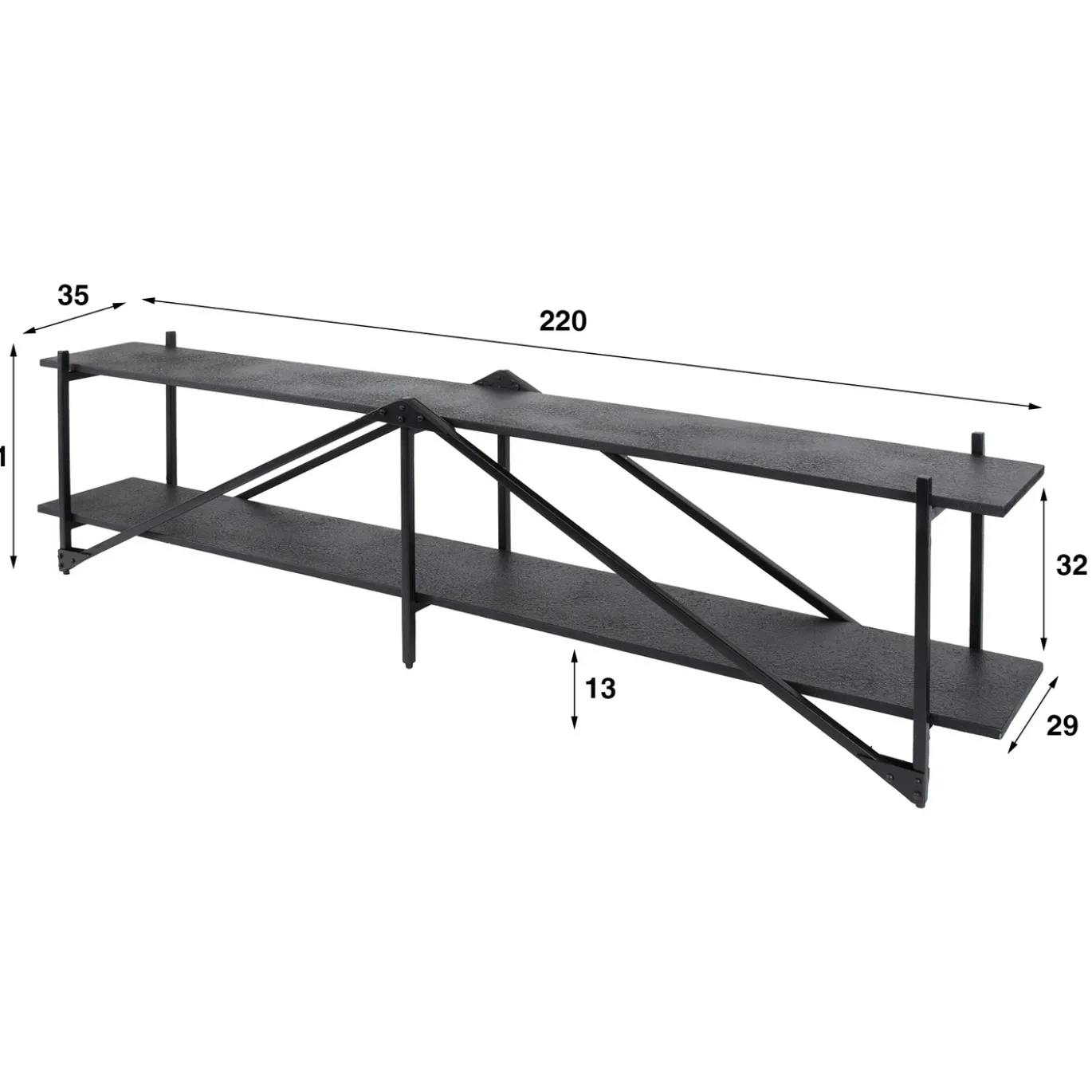 Tv-meubel Piega Liquid Metal 220cm - Giga Meubel