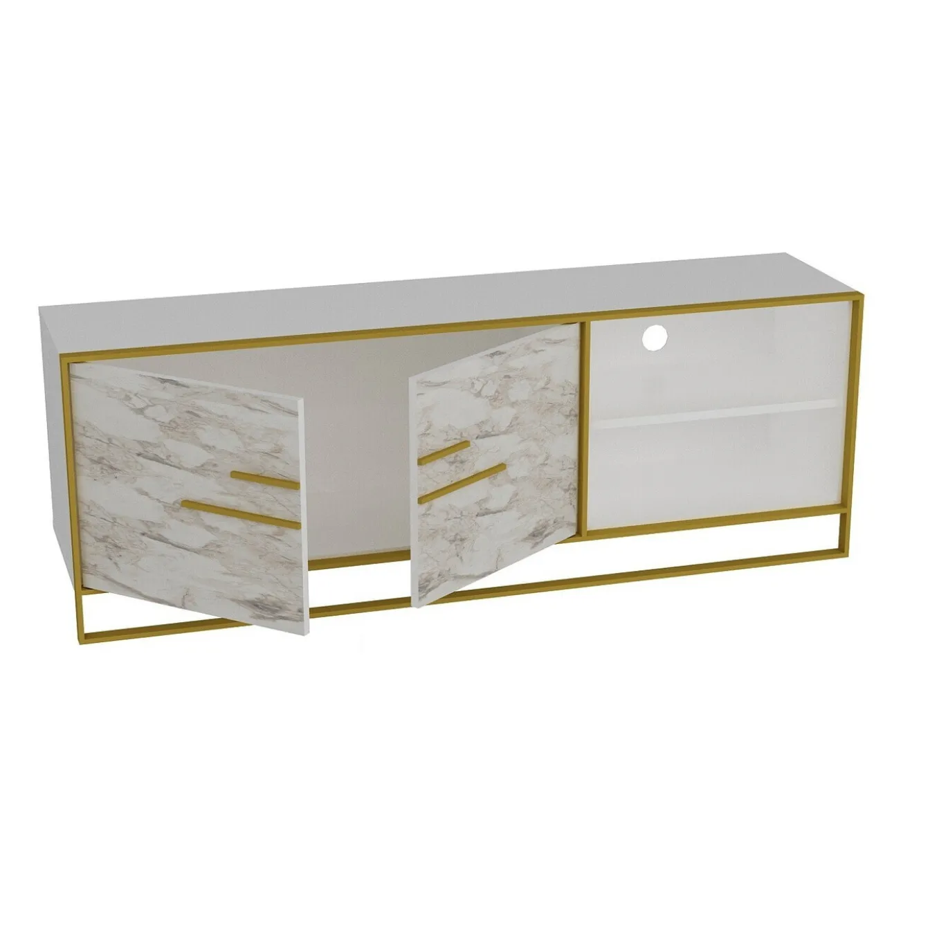 Tv-Meubel Polka Melamine Goud Wit