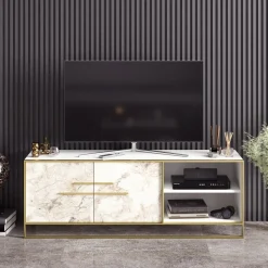 Tv-Meubel Polka Melamine Goud Wit