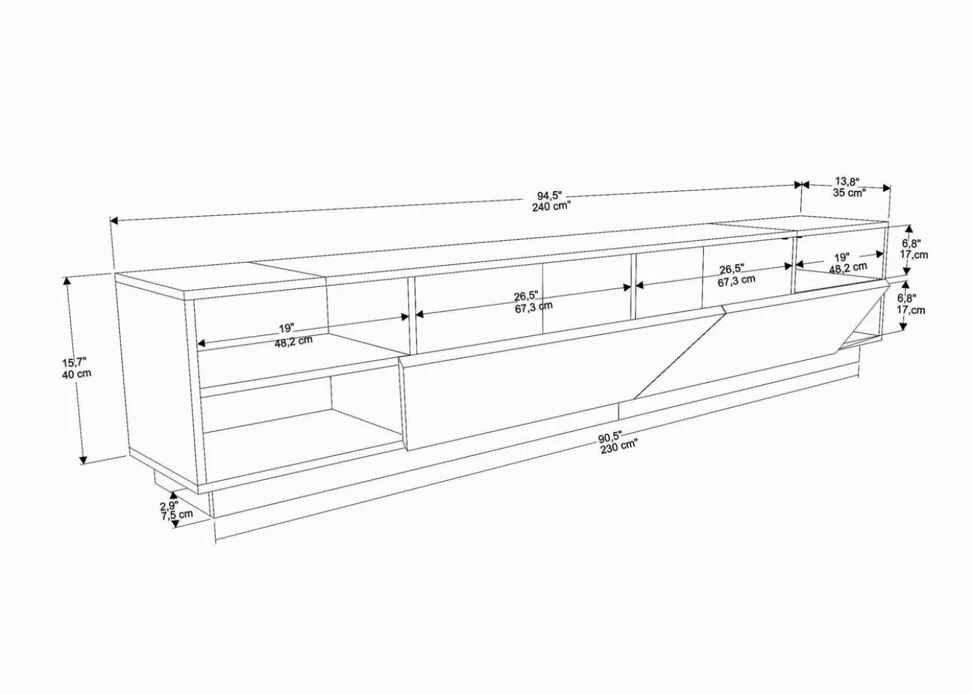 Tv-meubel Rhodes Wit 240cm