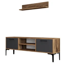 Tv-meubel Riga Antraciet met Wandplank
