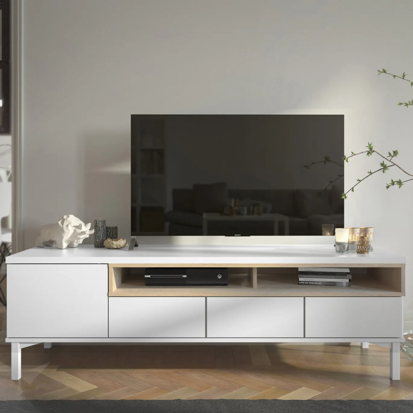 Tv-meubel Roomers Wit/Naturel - Giga Living