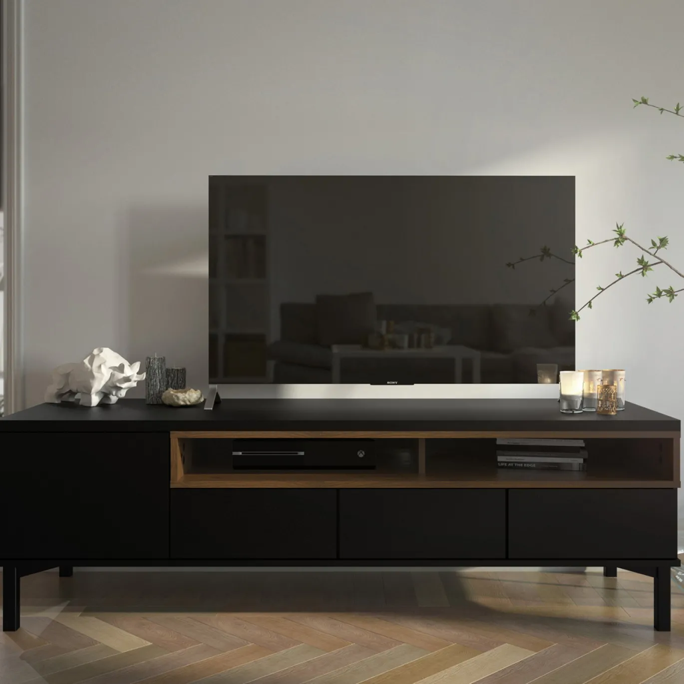 Tv-meubel Roomers Zwart Noten - Giga Living