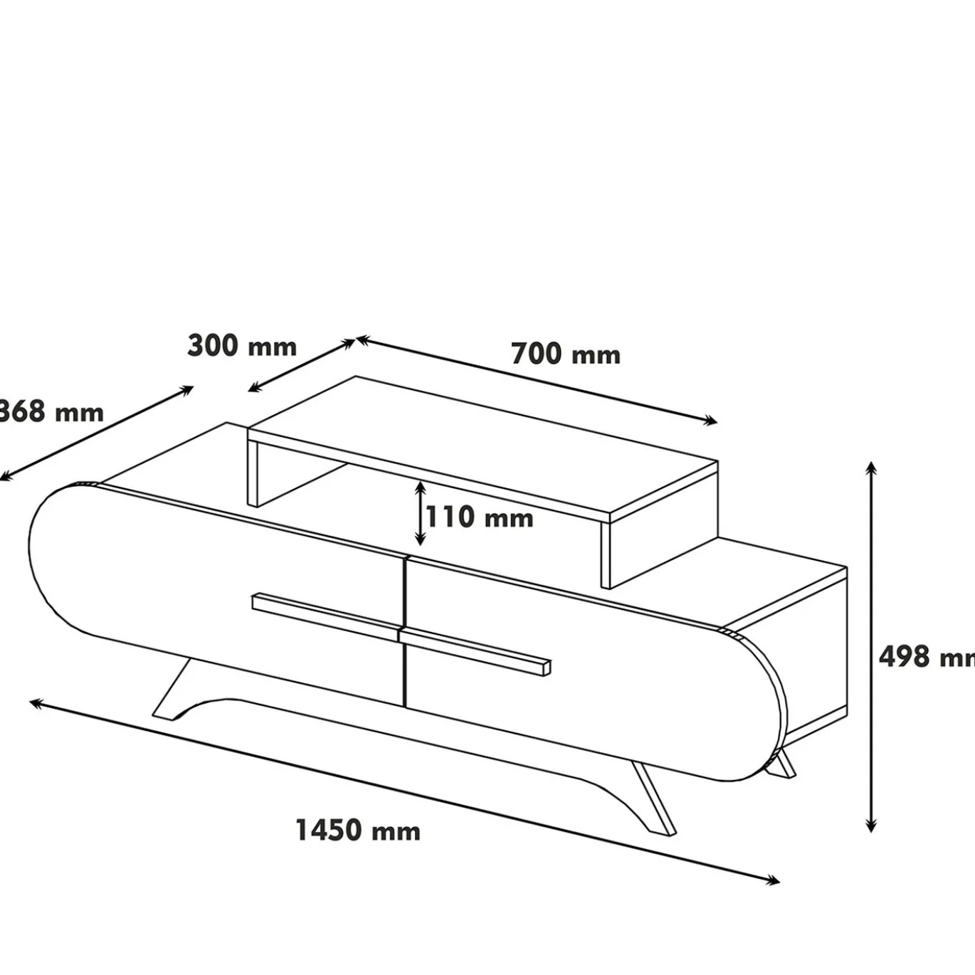 Tv-meubel Rose Geel/Walnoot 145cm