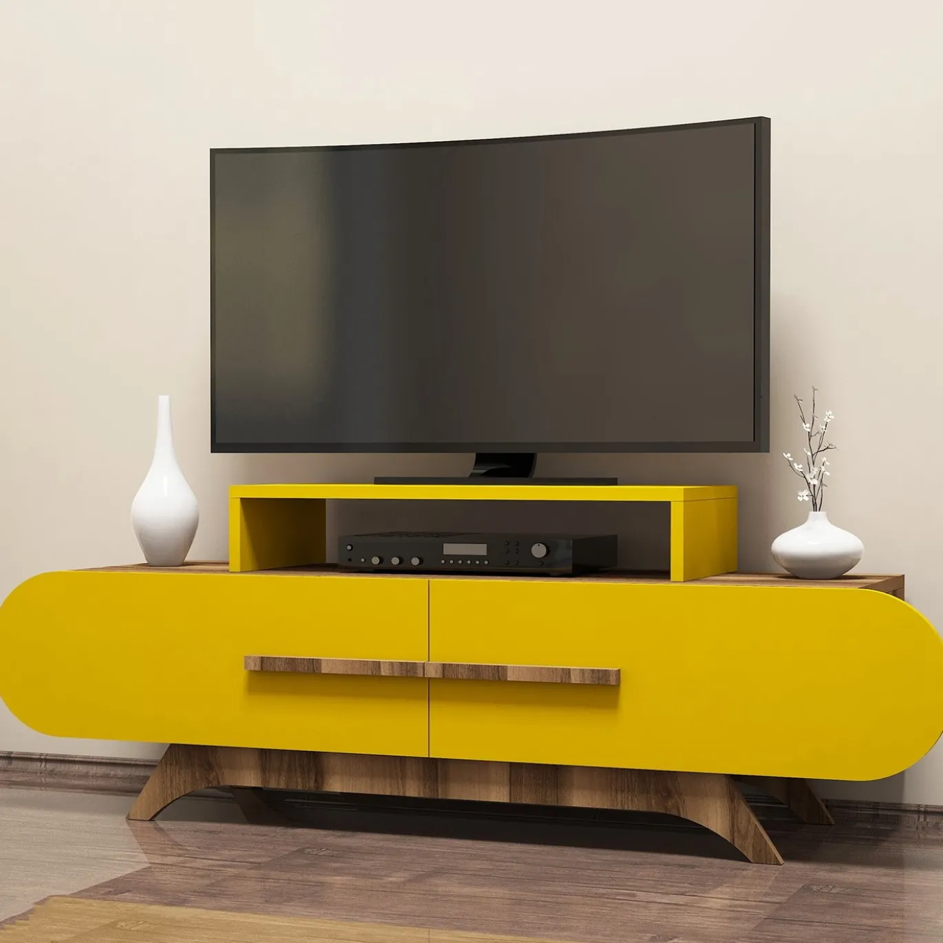 Tv-meubel Rose Geel/Walnoot 145cm